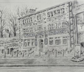 All Saddleworth Art For Sale Hare and Hounds pub Uppermill - size: 12” x 8” - price: £99