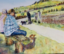 All Saddleworth Art For Sale Bench break Dovestones Reservoir - size: 12” x 8” - Price: £99