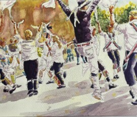 All Saddleworth Art For Sale Morris Men in white - size: 12” x 8” - Price: £99